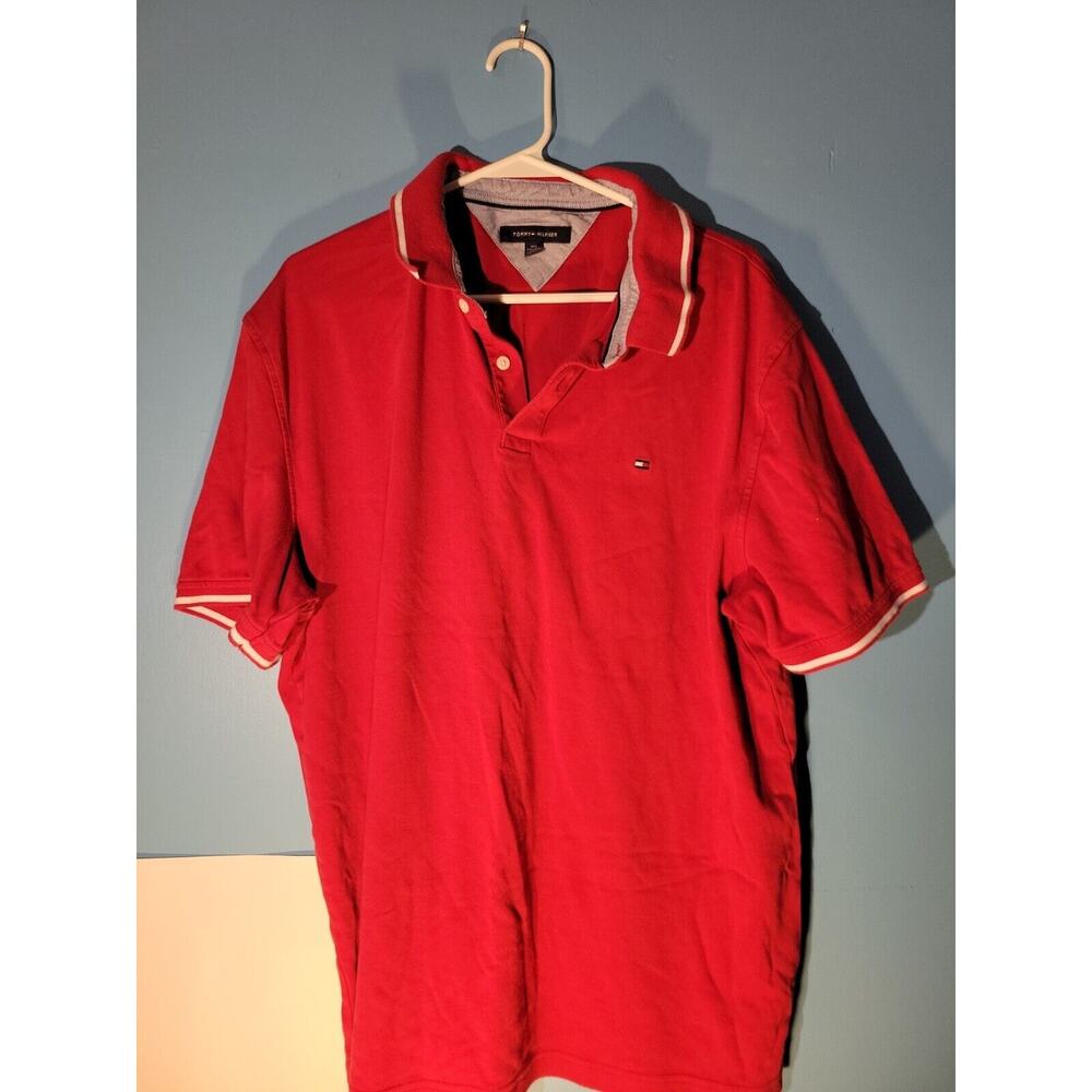 Tommy Hilfiger Mens Red Short Sleeve Polo Shirt Size 2XL